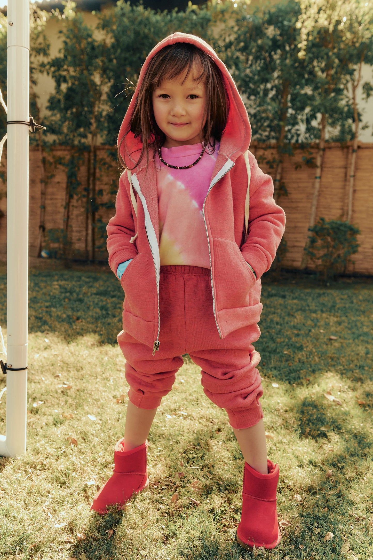 Pin Tuck Sweatpant, Ash Coral