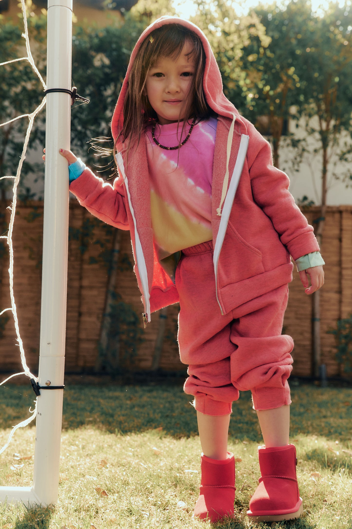Pin Tuck Sweatpant, Ash Coral