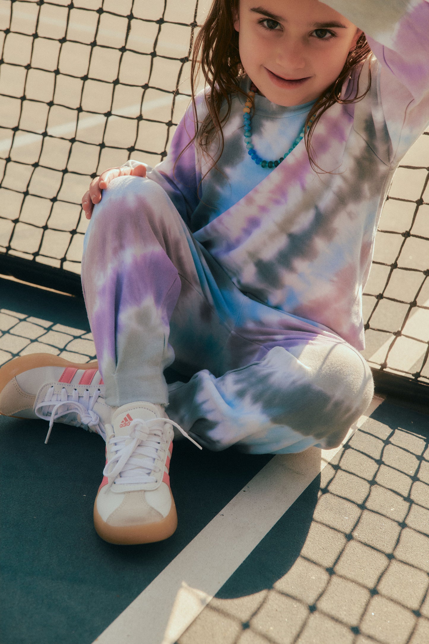 Pin Tuck Sweatshirt, Lilac Stripe