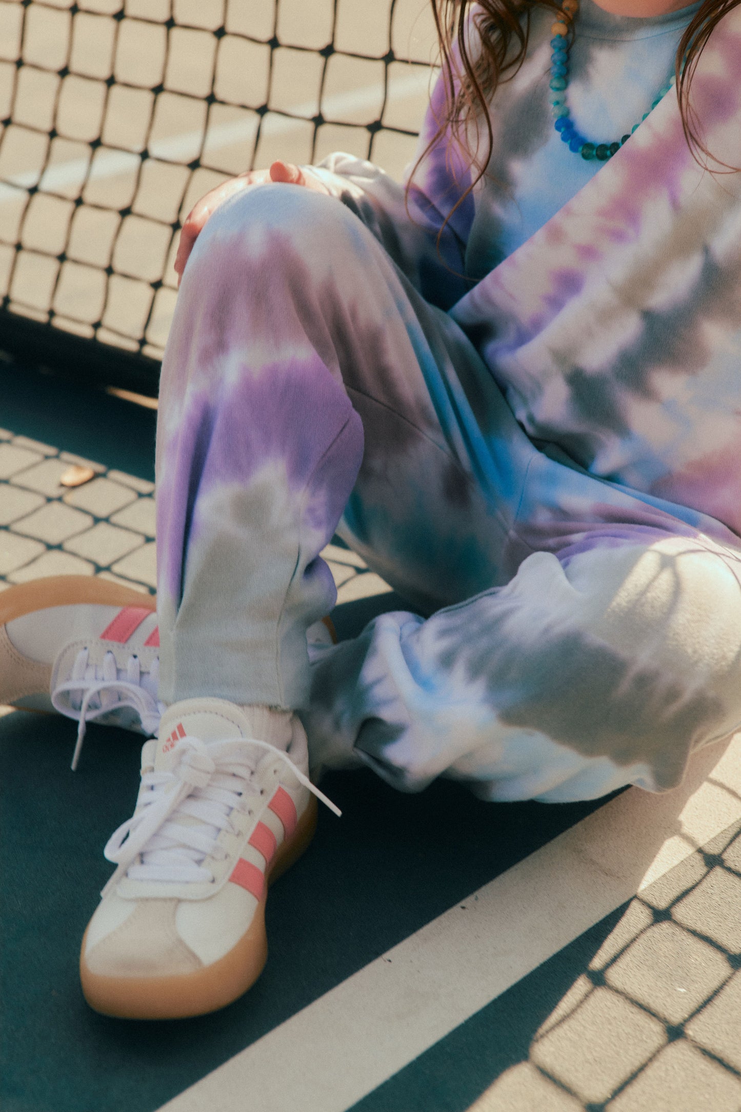 Pin Tuck Sweatpant, Lilac Stripe