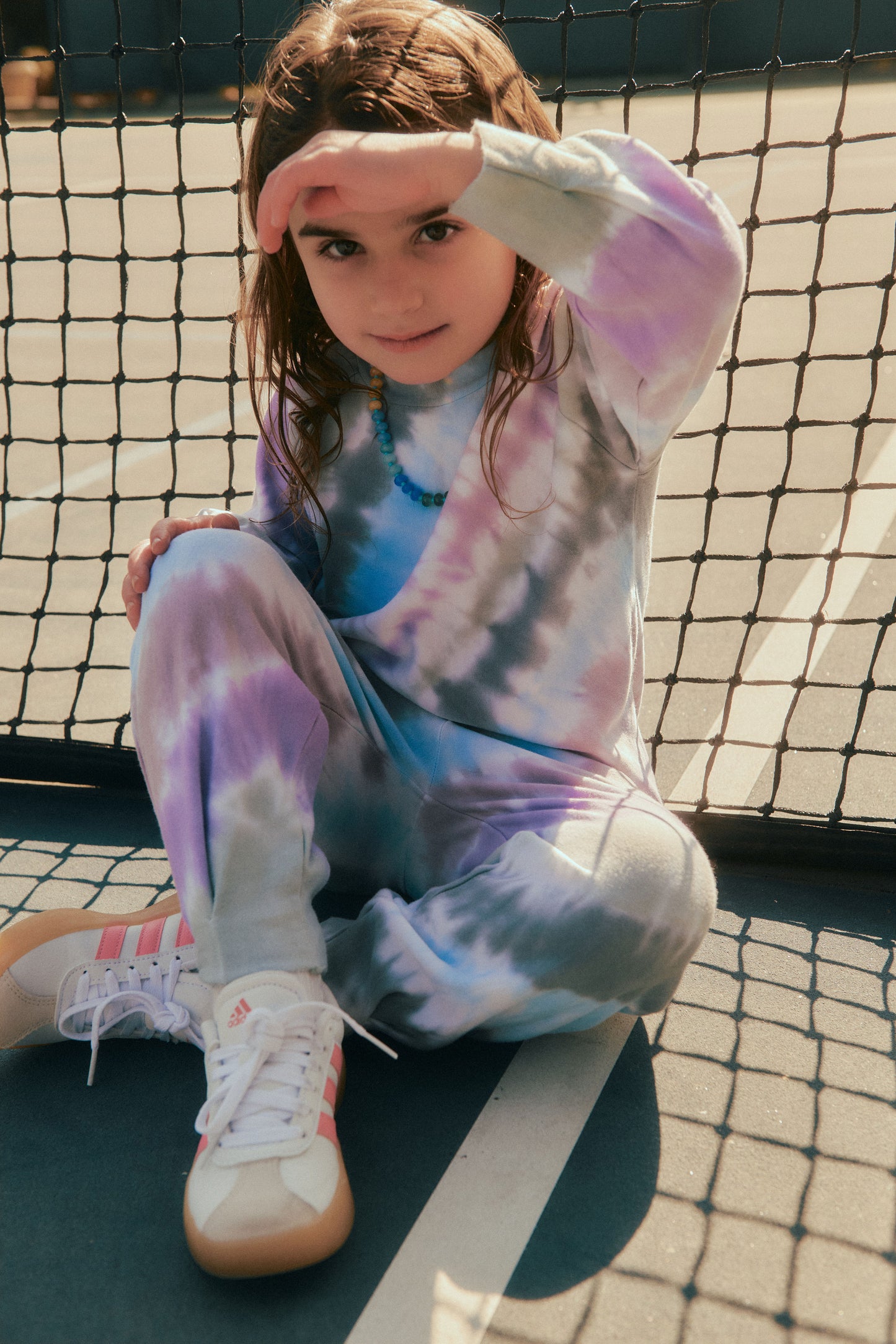 Pin Tuck Sweatpant, Lilac Stripe