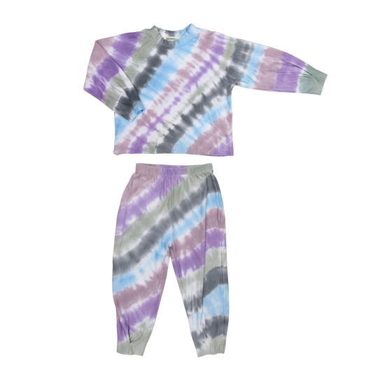 SET Lilac Stripe Pin Tuck Sweatshirt & Pin Tuck Sweatpant