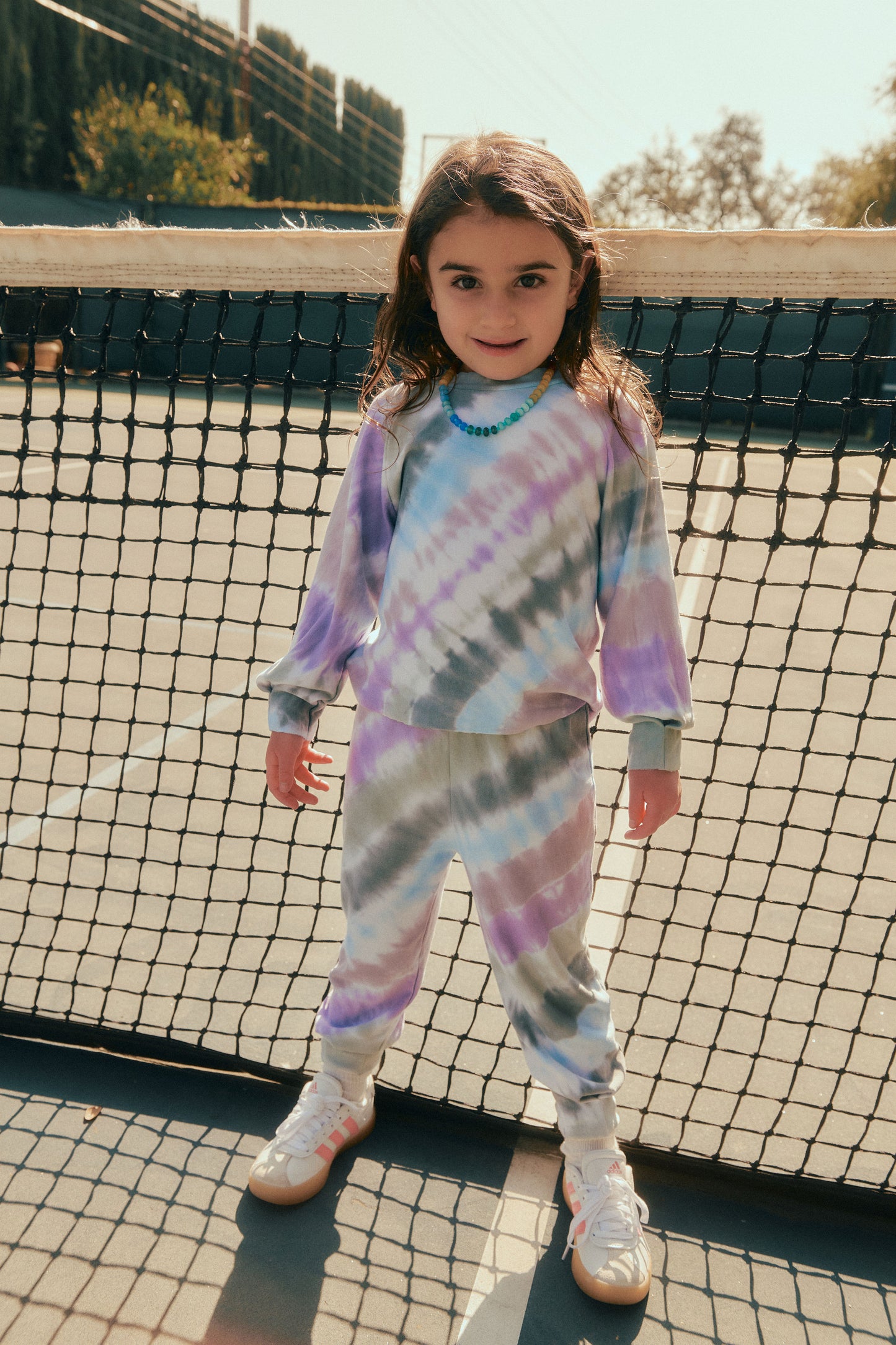 Pin Tuck Sweatshirt, Lilac Stripe