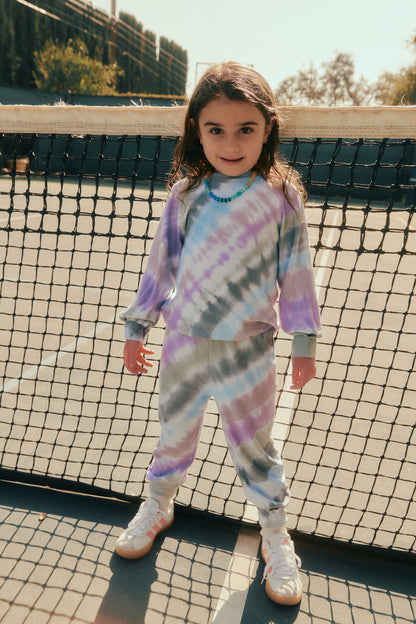 Pin Tuck Sweatshirt, Lilac Stripe